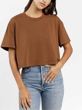 Nuuds Chocolate Brown Cropped Crew Tee